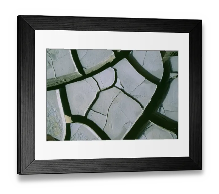 Framed Print : Cracked mud on dried out lake bed during drought, Kent, summer Framed Print : Cracked mud on dried out lake bed during drought, Kent, summer