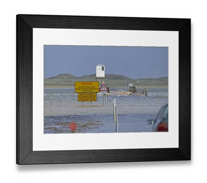 Framed Print : Causeway to Holy Island, covered at high tide. Lindisfarne, Northumberland, UK, summer Framed Print : Causeway to Holy Island, covered at high tide. Lindisfarne, Northumberland, UK, summer