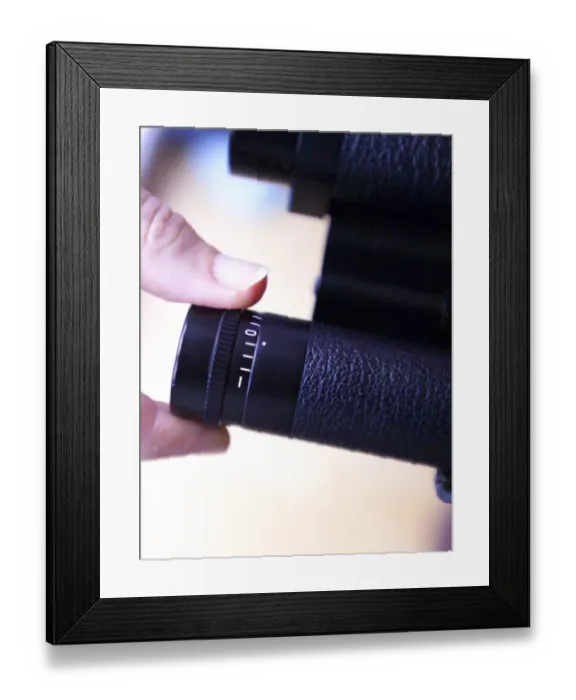 Framed Print : dioptre adjustment on binoculars Framed Print : dioptre adjustment on binoculars