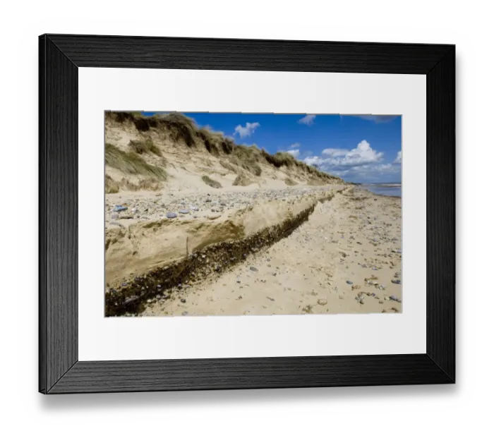 Framed Print : World War ll defences and beach erosion Minsmere May 2005