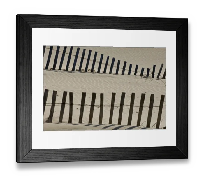 Framed Print : Fence swallowed up by sand dune, UK Framed Print : Fence swallowed up by sand dune, UK