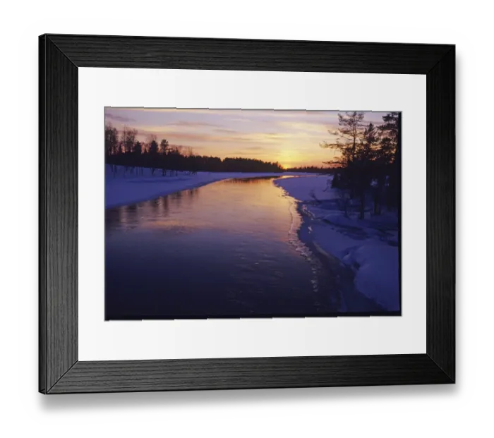 Framed Print : River near Rovaniemi in Finnish Lapland with sun setting winter Finnish Lapland Framed Print : River near Rovaniemi in Finnish Lapland with sun setting winter Finnish Lapland