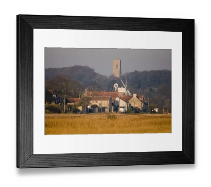 Framed Print : Village of Cley looking across the Norfolk Wildlife Trust Reserve from the East Bank Framed Print : Village of Cley looking across the Norfolk Wildlife Trust Reserve from the East Bank