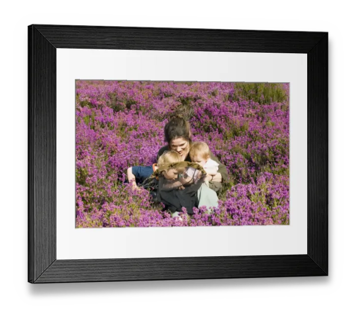 Framed Print : Mother and kids on heath in summer Norfolk UK Framed Print : Mother and kids on heath in summer Norfolk UK