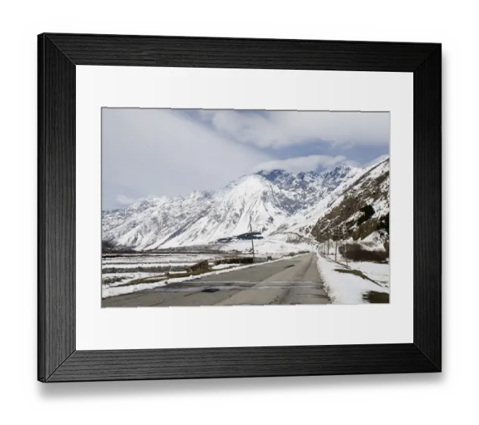 Framed Print : Road leading to Kazbegi in Great Caucasus Mountains Georgia April