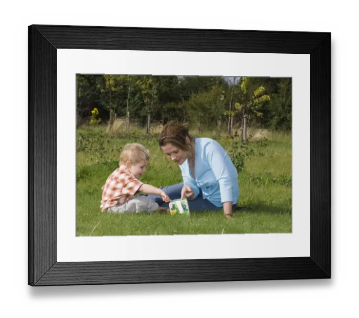 Framed Print : Mother and toddler exploring nature Kent UK summer Framed Print : Mother and toddler exploring nature Kent UK summer