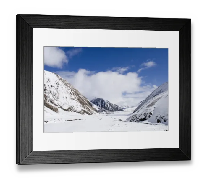 Framed Print : View along mountain valley towards Kazbegi Great Caucasus Mountains Georgia April