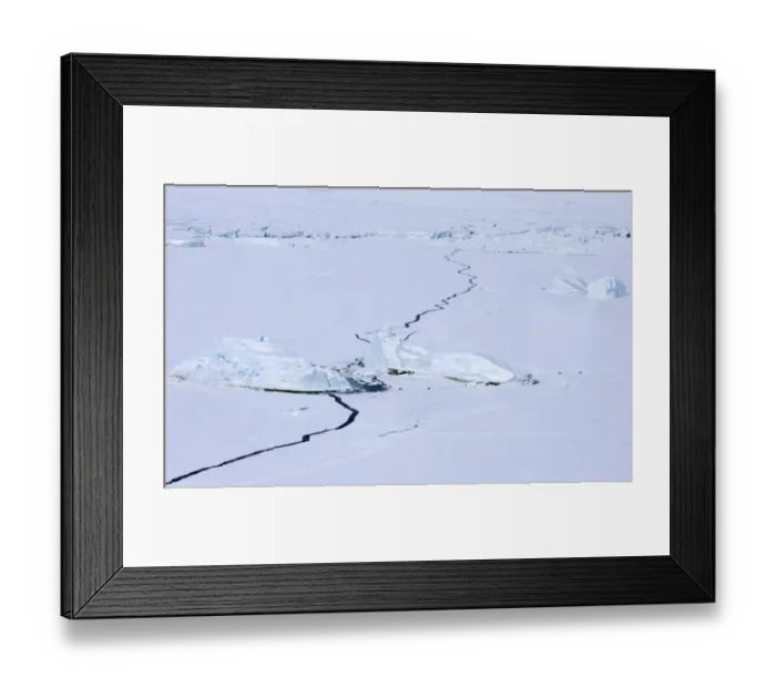 Framed Print : 02605dt. Aerial view of sea ice around Snow Hill Island, showing lead