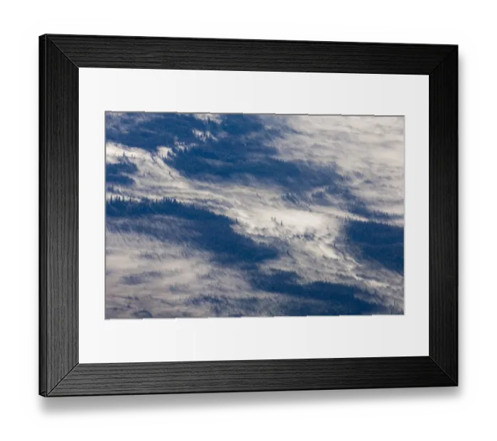 Framed Print : Aerial view of Spruce forest covered in mist at dawn Kenai Peninsula Alaska March