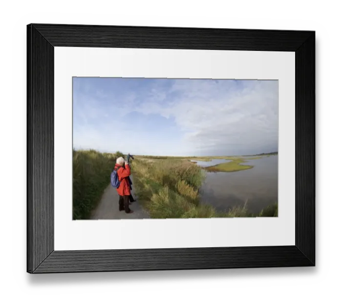Framed Print : Birdwatching at Titchwell RSPB Reserve North Norfolk autumn Framed Print : Birdwatching at Titchwell RSPB Reserve North Norfolk autumn