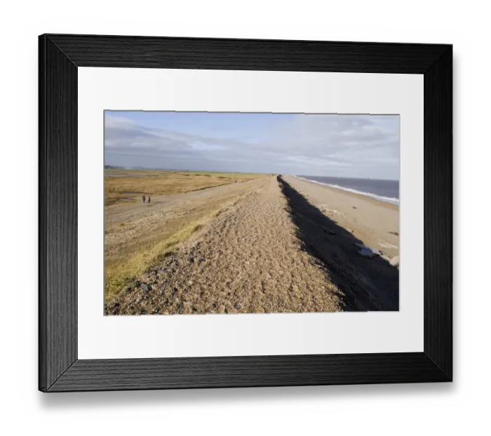 Framed Print : Shingle bank (sea defence) at Cley North Norfolk Framed Print : Shingle bank (sea defence) at Cley North Norfolk
