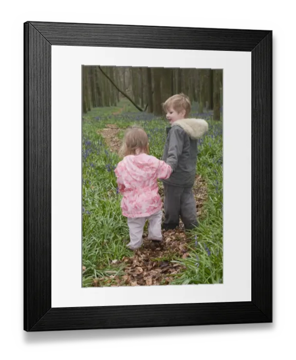 Framed Print : Kids playing in Bluebell Wood Bucks UK April Framed Print : Kids playing in Bluebell Wood Bucks UK April