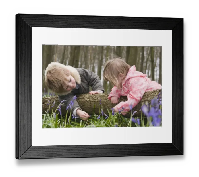 Framed Print : Kids playing in Bluebell Wood Bucks UK April Framed Print : Kids playing in Bluebell Wood Bucks UK April