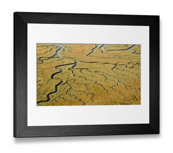 Framed Print : Aerial view of saltmarsh near Scolt Head on North Norfolk coast Framed Print : Aerial view of saltmarsh near Scolt Head on North Norfolk coast