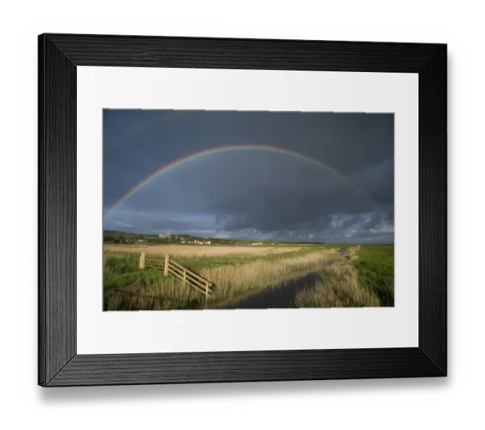 Framed Print : Rainbow over Salthouse North Norfolk May Framed Print : Rainbow over Salthouse North Norfolk May