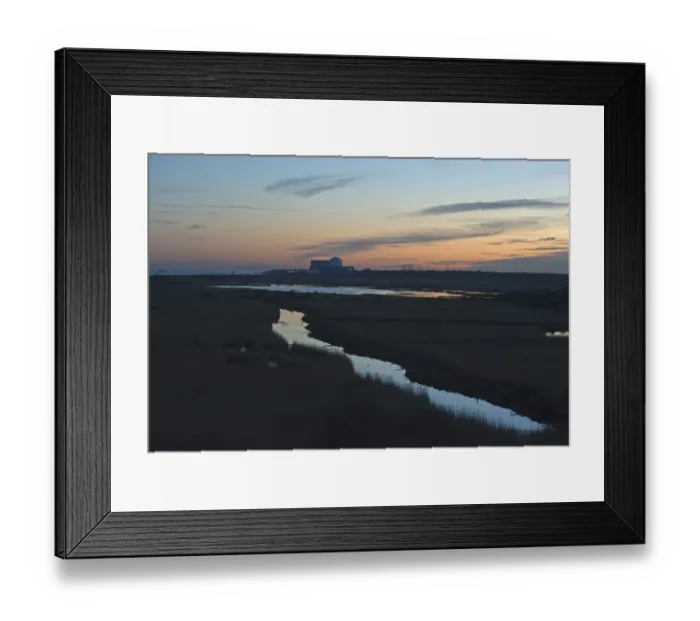 Framed Print : View across Minsmere RSPB Reserve from Dunwich towards Sizewell nuclear power station Framed Print : View across Minsmere RSPB Reserve from Dunwich towards Sizewell nuclear power station