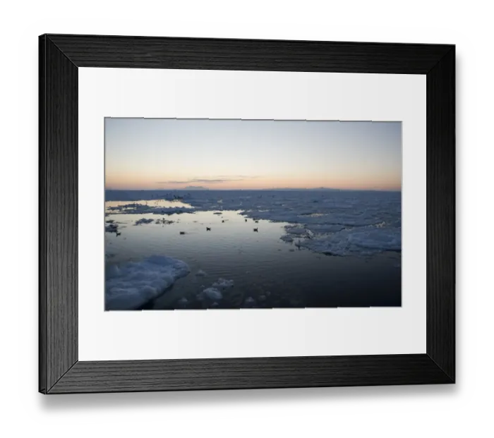 Framed Print : Pack Ice in Sea of Ohkotsk with Kuril Islands on horizon Framed Print : Pack Ice in Sea of Ohkotsk with Kuril Islands on horizon