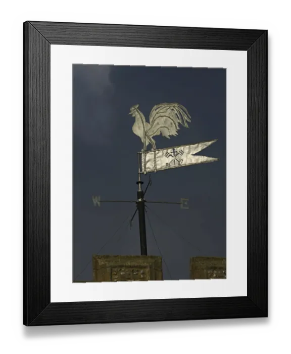 Framed Print : Cockerel on Bacton Church tower Norfolk Framed Print : Cockerel on Bacton Church tower Norfolk