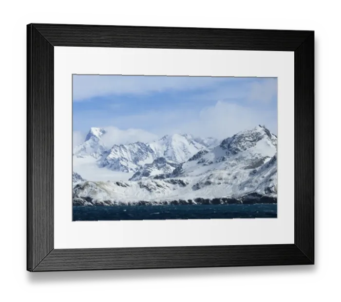 Framed Print : Coastal mountains and glacier close to St Andrews Bay South Georgia November Framed Print : Coastal mountains and glacier close to St Andrews Bay South Georgia November