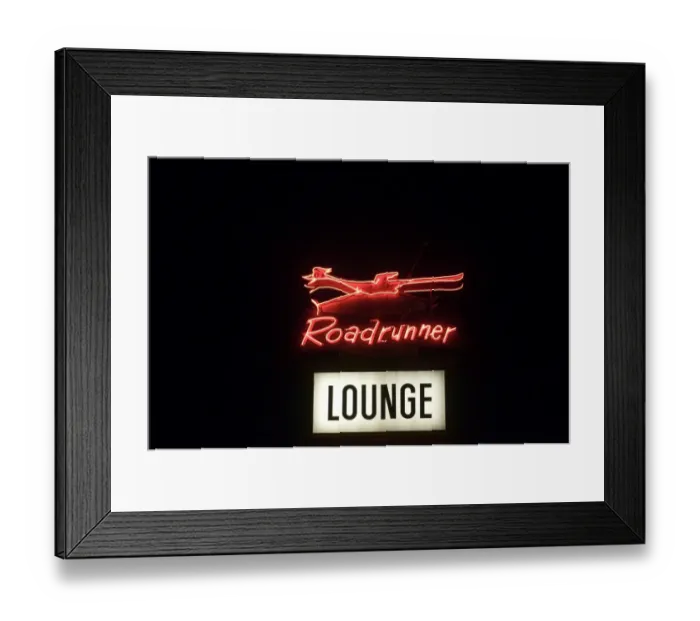 Framed Print : Neon Roadrunner sign outside restaurant in Socorro New Mexico USA Framed Print : Neon Roadrunner sign outside restaurant in Socorro New Mexico USA