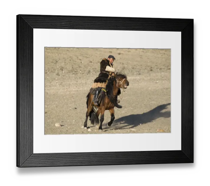 Framed Print : A mongol horseman out on the steppe in Altai mountains near Bayan-Ulgii in western Framed Print : A mongol horseman out on the steppe in Altai mountains near Bayan-Ulgii in western