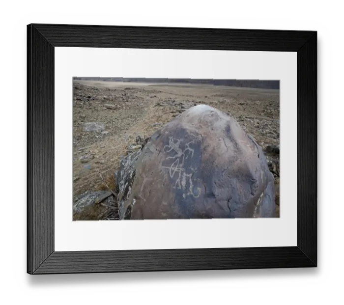 Framed Print : Ancient Petroglyphs in the high Altai near Bayan-Ulgii in western Mongolia perhaps Framed Print : Ancient Petroglyphs in the high Altai near Bayan-Ulgii in western Mongolia perhaps
