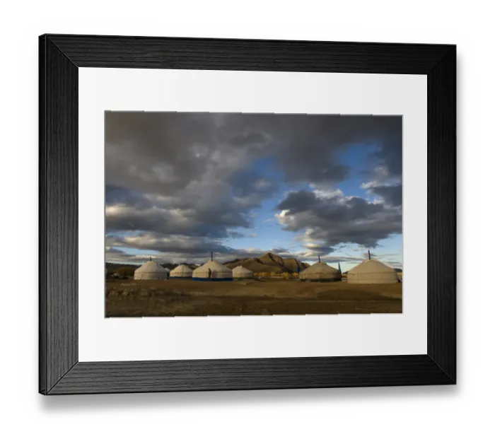 Framed Print : Ger camp out on Mongolian steppe near Ulgii Western Mongolia Framed Print : Ger camp out on Mongolian steppe near Ulgii Western Mongolia