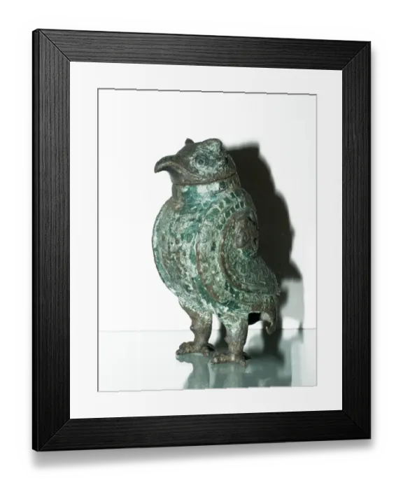 Framed Print : Wine vessel in the shape of an owl dating back to the Shang Dynasty in China 1250-1055 BC Framed Print : Wine vessel in the shape of an owl dating back to the Shang Dynasty in China 1250-1055 BC