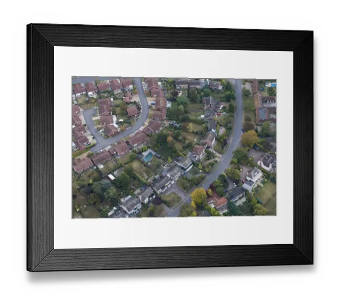 Framed Print : Aerial view of suburban street in Norwich October Framed Print : Aerial view of suburban street in Norwich October