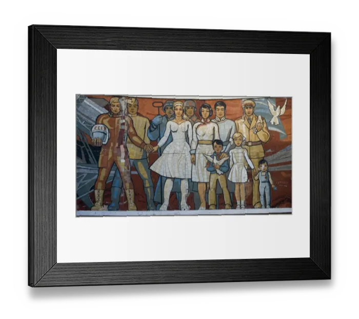 Framed Print : Mural above Ulan Bator Mongolia depicting the Russian Yuri Gagarin first astronaut in space Framed Print : Mural above Ulan Bator Mongolia depicting the Russian Yuri Gagarin first astronaut in space