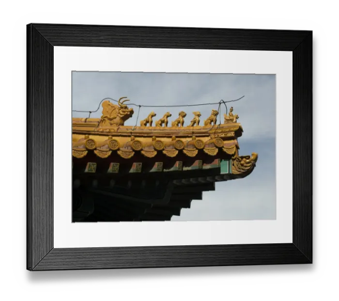 Framed Print : Imperial roof decoration known as roof charms or roof-figures - these only found Framed Print : Imperial roof decoration known as roof charms or roof-figures - these only found