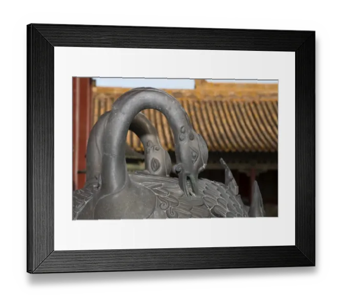 Framed Print : Incense burner comprised of three bronze cranes within Forbidden City Beijing China