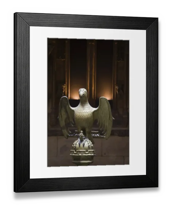 Framed Print : Lectern from church of Notre Dame, Hal Belgium dating to late 15th century Framed Print : Lectern from church of Notre Dame, Hal Belgium dating to late 15th century
