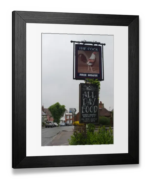 Framed Print : The Cock pub sign in Lavenham Suffolk Framed Print : The Cock pub sign in Lavenham Suffolk