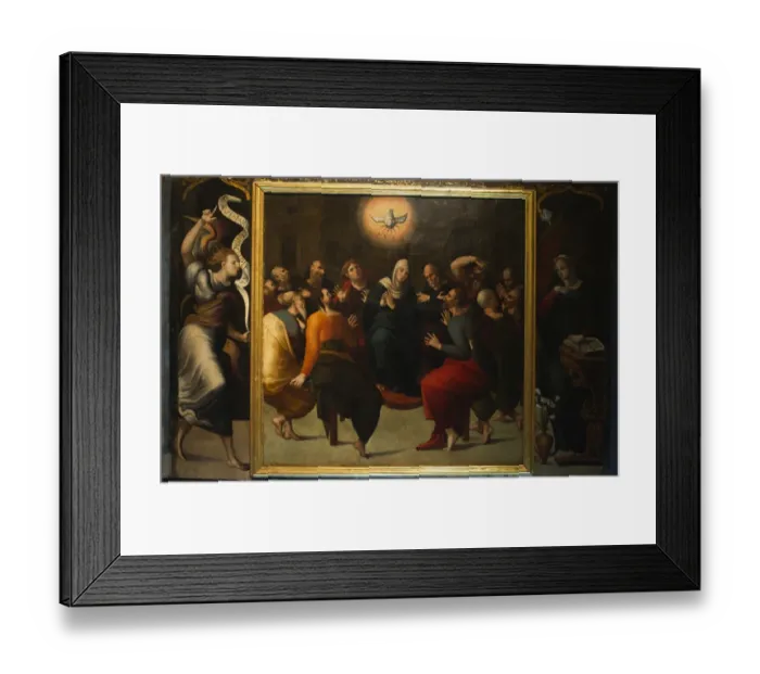 Framed Print : A depiction of the Pentecostal Annunciation with the Holy Spirit shown as a Dove