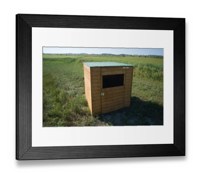 Framed Print : Photographic hide for Little Bustards on Spanish Steppes near Lleida May Spain