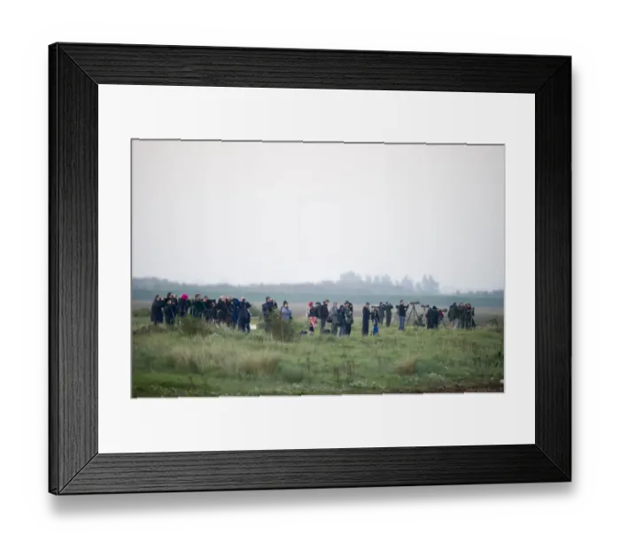Framed Print : Birdwatchers watching waders over the Wash at Snettisham RSPB Reserve Norfolk winter Framed Print : Birdwatchers watching waders over the Wash at Snettisham RSPB Reserve Norfolk winter