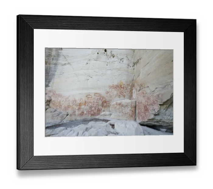 Framed Print : Aboriginal Rock Art at the Art Gallery in Carnarvon Gorge Queensland - stencil Framed Print : Aboriginal Rock Art at the Art Gallery in Carnarvon Gorge Queensland - stencil