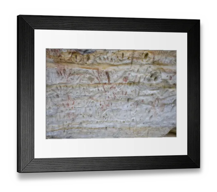 Framed Print : Aboriginal Rock Art at the Art Gallery in Carnarvon Gorge Queensland - stencil Framed Print : Aboriginal Rock Art at the Art Gallery in Carnarvon Gorge Queensland - stencil
