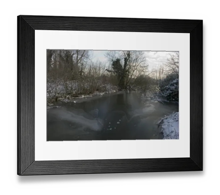 Framed Print : Frozen River Yare at Ferry Lane Wood near Postwick Norfolk December