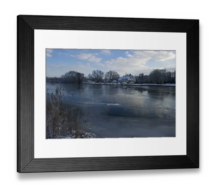 Framed Print : Frozen River Yare at Ferry Lane Wood near Postwick Norfolk December Framed Print : Frozen River Yare at Ferry Lane Wood near Postwick Norfolk December
