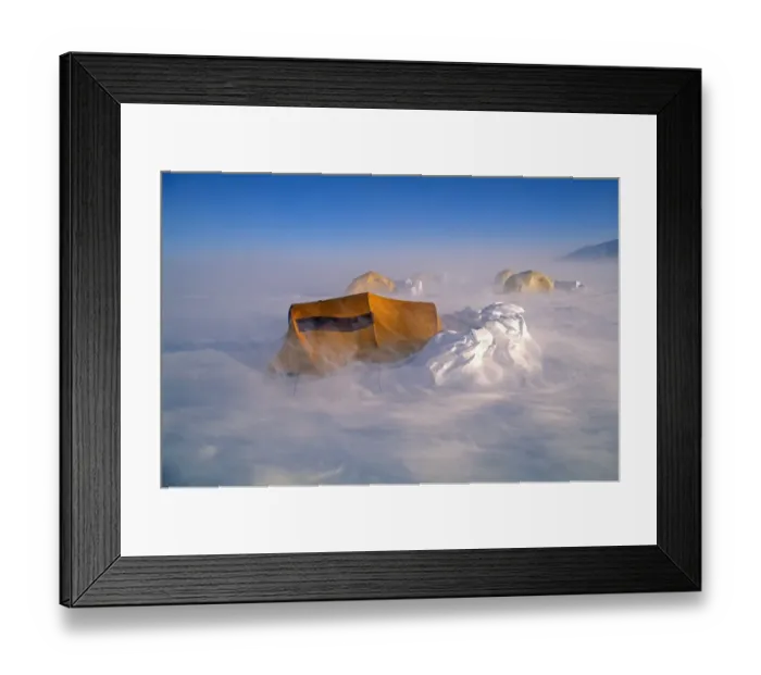 Framed Print : Tents in a storm at Patriot Hills, Antarctica (Expeditionary camp) 75mph winds Framed Print : Tents in a storm at Patriot Hills, Antarctica (Expeditionary camp) 75mph winds