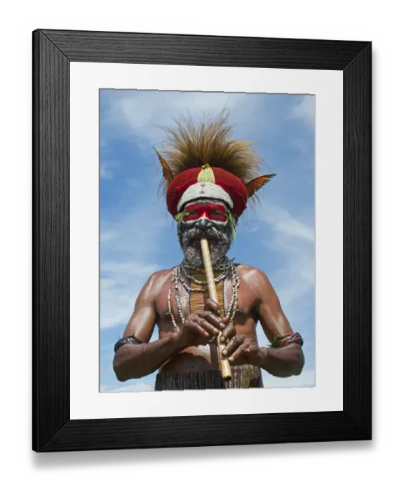 Framed Print : Tribal performer Western Highlands Papua New Guinea performing at a Sing-sing - Hagen Framed Print : Tribal performer Western Highlands Papua New Guinea performing at a Sing-sing - Hagen