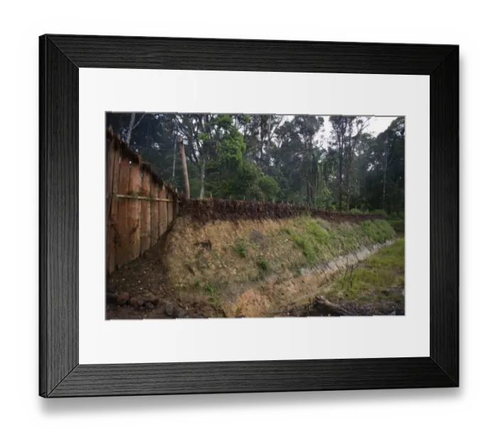 Framed Print : Fortification, moat and stakes around habitation in Tari Valley Southern Highlands Framed Print : Fortification, moat and stakes around habitation in Tari Valley Southern Highlands