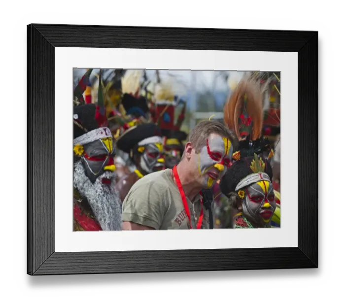 Framed Print : Tourist joining in a Sing-sing at Hagen Show Western Highlands Papua New Guinea Framed Print : Tourist joining in a Sing-sing at Hagen Show Western Highlands Papua New Guinea