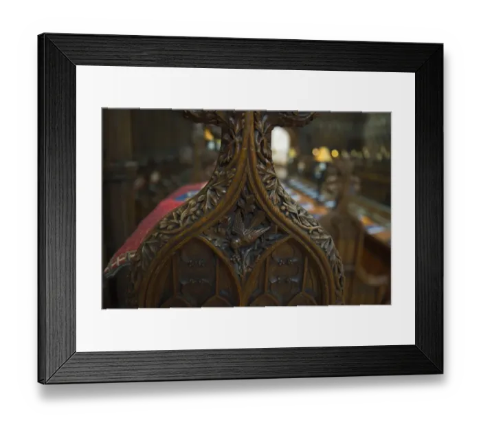 Framed Print : Victorian pew end depicting small bird Gloucester cathedral Framed Print : Victorian pew end depicting small bird Gloucester cathedral