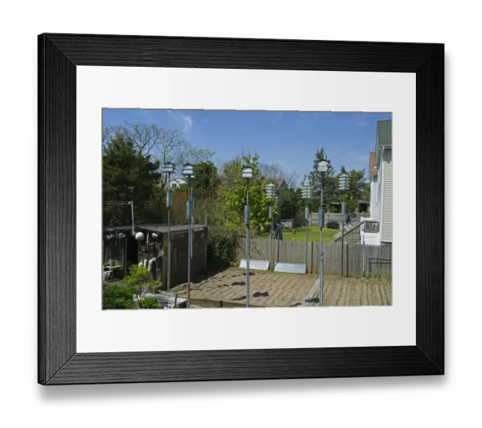 Framed Print : Purple Martin boxes in backyard in Cape May New Jersey USA Framed Print : Purple Martin boxes in backyard in Cape May New Jersey USA