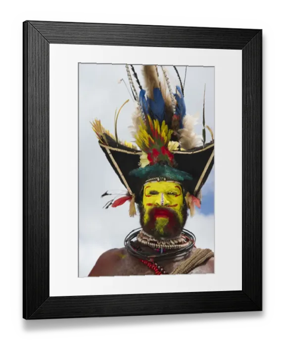 Framed Print : Hale Johu a Huli Wigman from Tari Southern Highlands Papua New Guinea. His eye was Framed Print : Hale Johu a Huli Wigman from Tari Southern Highlands Papua New Guinea. His eye was