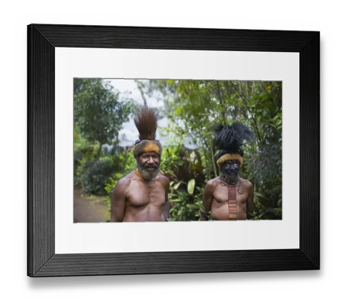Framed Print : Clan chiefs at Paiya in Western Highlands Papua New Guinea Note Cassowary feather Framed Print : Clan chiefs at Paiya in Western Highlands Papua New Guinea Note Cassowary feather