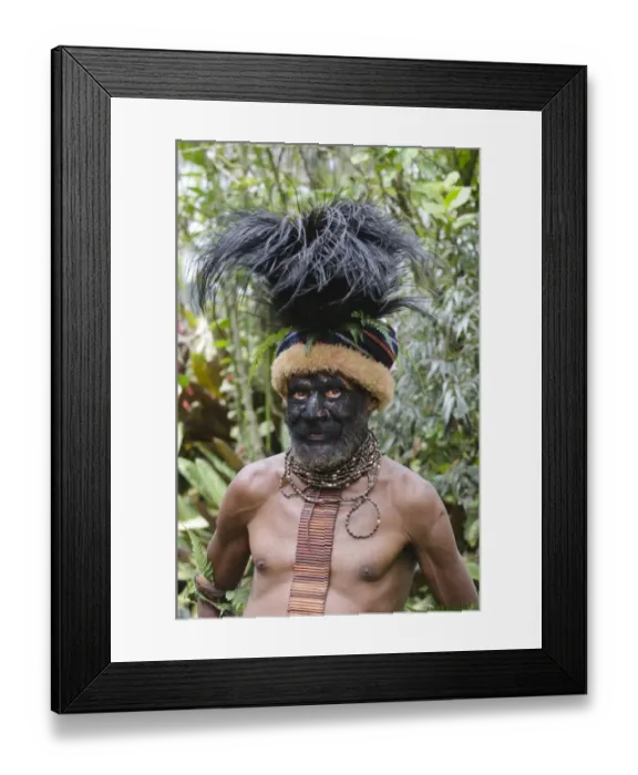 Framed Print : Clan chief at Paiya in Western Highlands with Cassowary head dress Papua New Guinea Framed Print : Clan chief at Paiya in Western Highlands with Cassowary head dress Papua New Guinea